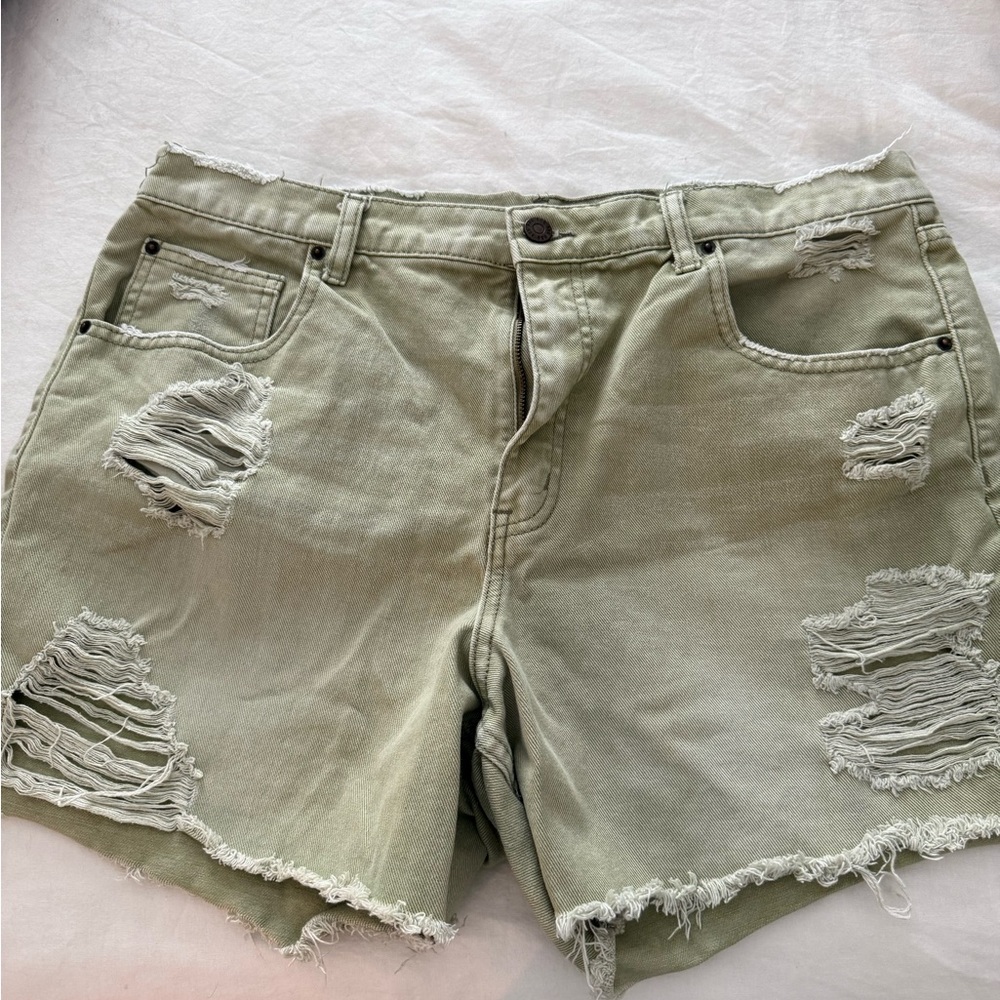 BDG Olive Distressed Jean Shorts